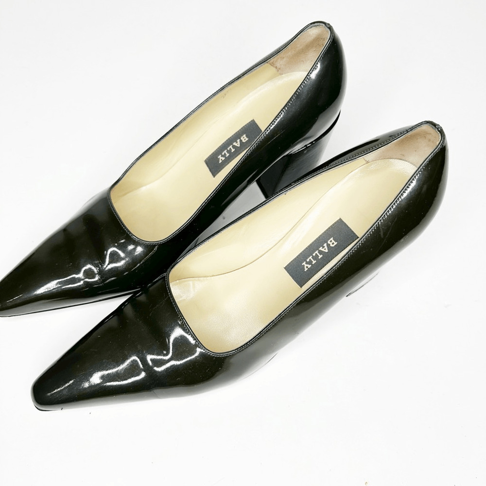 Bally Newport Dress Pumps Green Patent High Heels Shoes Made England Womens 8 - Picture 2 of 7